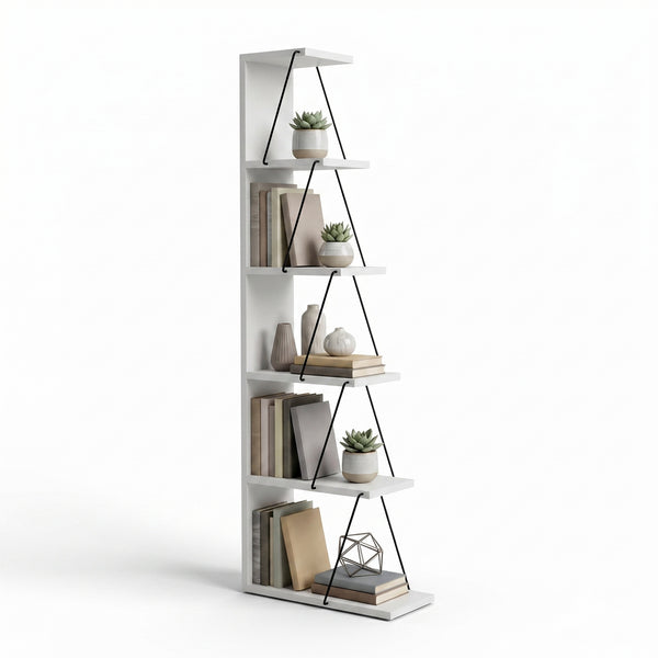 Biblioteca Tlos cu 6 rafturi, diverse culori, 50x150x22 cm