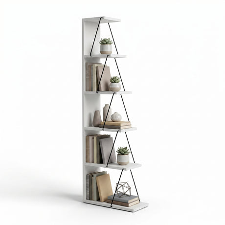 Biblioteca Tlos cu 6 rafturi, diverse culori, 50x150x22 cm