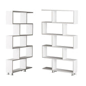 Biblioteca Vento, 6 rafturi, Alb, 90 x 155 x 20 cm