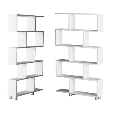 Biblioteca Vento, 6 rafturi, Alb, 90 x 155 x 20 cm