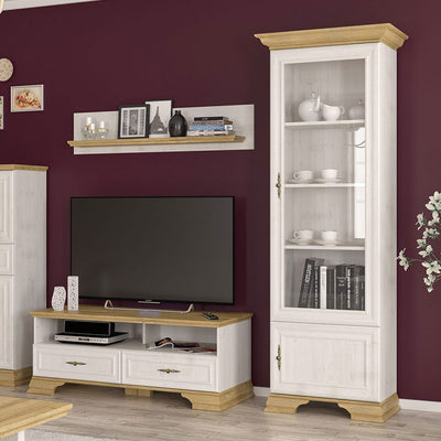 Biblioteca Vitrina Jaden, Alb - Sejar, 71x43x198 cm, imagine suplimentara