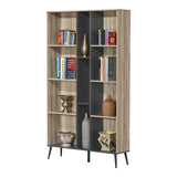 Biblioteca Zezan, lemn și metal, Stejar, 114x30x200 cm