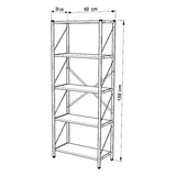 Biblioteca Bimblem, metal, 60x30x150 cm - Nuc-Negru