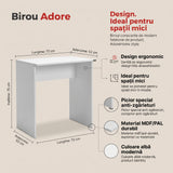 Birou Adore, Alb - Gri, 72x75x52 cm - Alb