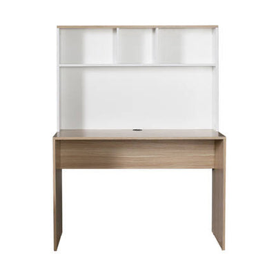 Birou Adore Base cu biblioteca, Alb - Stejar, 110x149x52 cm, perspectiva suplimentara