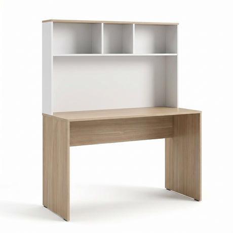 Birou Adore Base cu biblioteca, Alb - Stejar,  110x149x52 cm