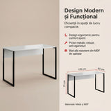 Birou Adore Connect cu picior metalic, 120x60x75 cm - Alb