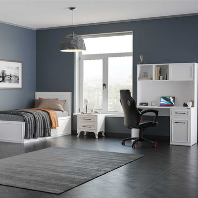 Birou Adore Country cu biblioteca, Alb Mat, 120x167x60 cm, foto produs 6