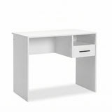 Birou Adore, cu sertar si raft, Alb - Stejar, 90x52x75 cm - Alb