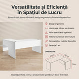 Birou Adore L Rio Office, Interschimbabil, Masa de colt, 160x75x144 cm - Alb
