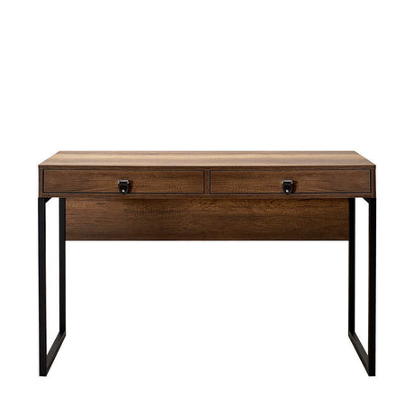 Birou Adore Profile cu cadru metalic si 2 sertare, Maro, 120x79x60 cm