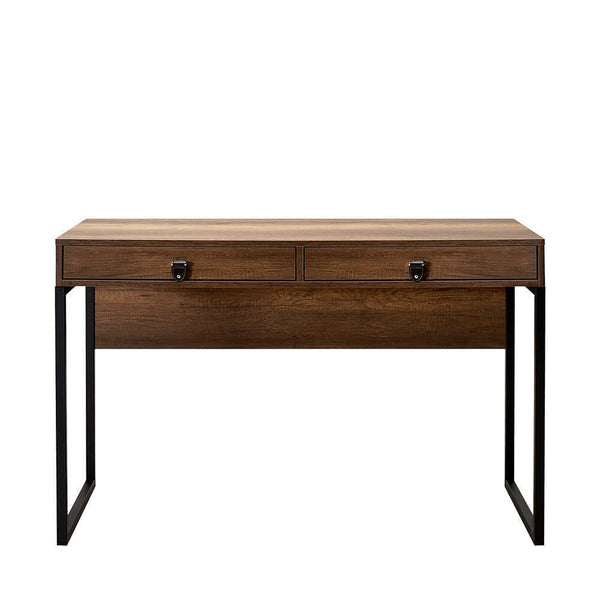 Birou Adore Profile cu cadru metalic si 2 sertare, Maro, 120x79x60 cm