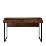 Birou Adore Profile cu cadru metalic si 2 sertare, Maro, 120x79x60 cm