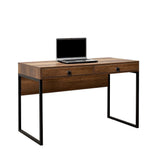 Birou Adore Profile cu cadru metalic si 2 sertare, Maro, 120x79x60 cm