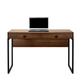 Birou Adore Profile cu cadru metalic si 2 sertare, Maro, 120x79x60 cm