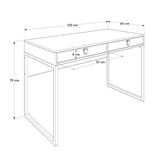Birou Adore Profile cu cadru metalic si 2 sertare, Maro, 120x79x60 cm