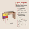 Birou Adore Rainbow, cu 2 sertare, Sonoma, 128 x 75 x 57