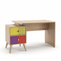 Birou Adore Rainbow, cu 2 sertare, Sonoma, 128 x 75 x 57
