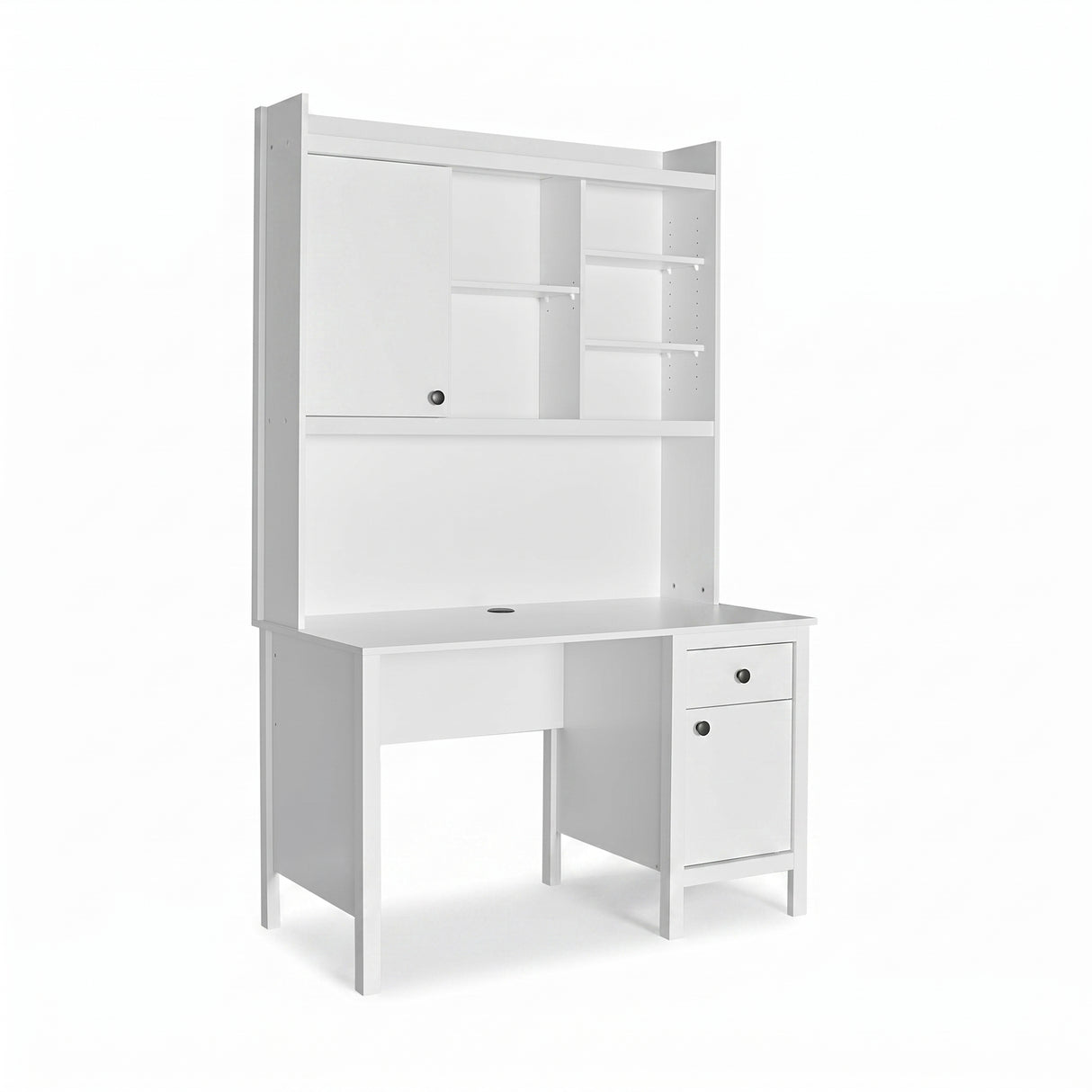 Birou Adore Rustic cu biblioteca, Alb, 120x193x60 cm