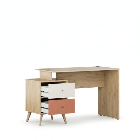 Birou Adore Tiffany, cu 2 sertare, Multicolor, 129 x 75 x 55 cm