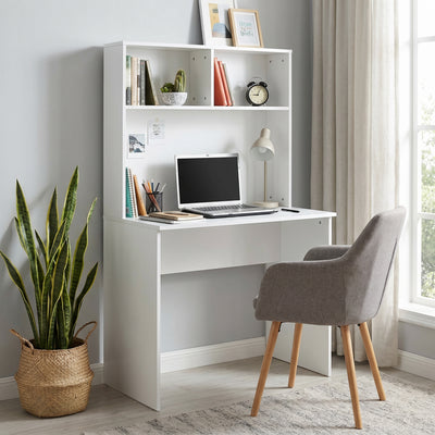 Birou Adore White cu biblioteca, Alb, 90x148x52 cm, imagine suplimentara