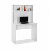 Birou Adore White cu biblioteca, Alb, 90x148x52 cm