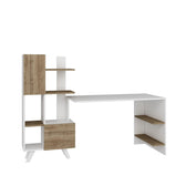 Birou Alis  cu Biblioteca cu usi si rafturi, Alb, 170 x 120 x 60 cm
