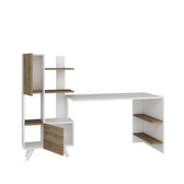 Birou Alis  cu Biblioteca cu usi si rafturi, Alb, 170 x 120 x 60 cm