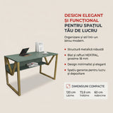 Birou Anol Elegant cu loc de depozitare, 120x73x60 cm - Auriu verde