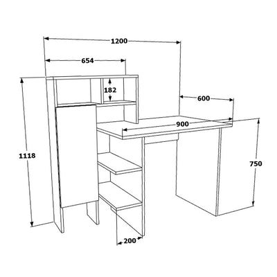 Birou Ardezie, Alb, 20x60x112 cm, perspectiva suplimentara