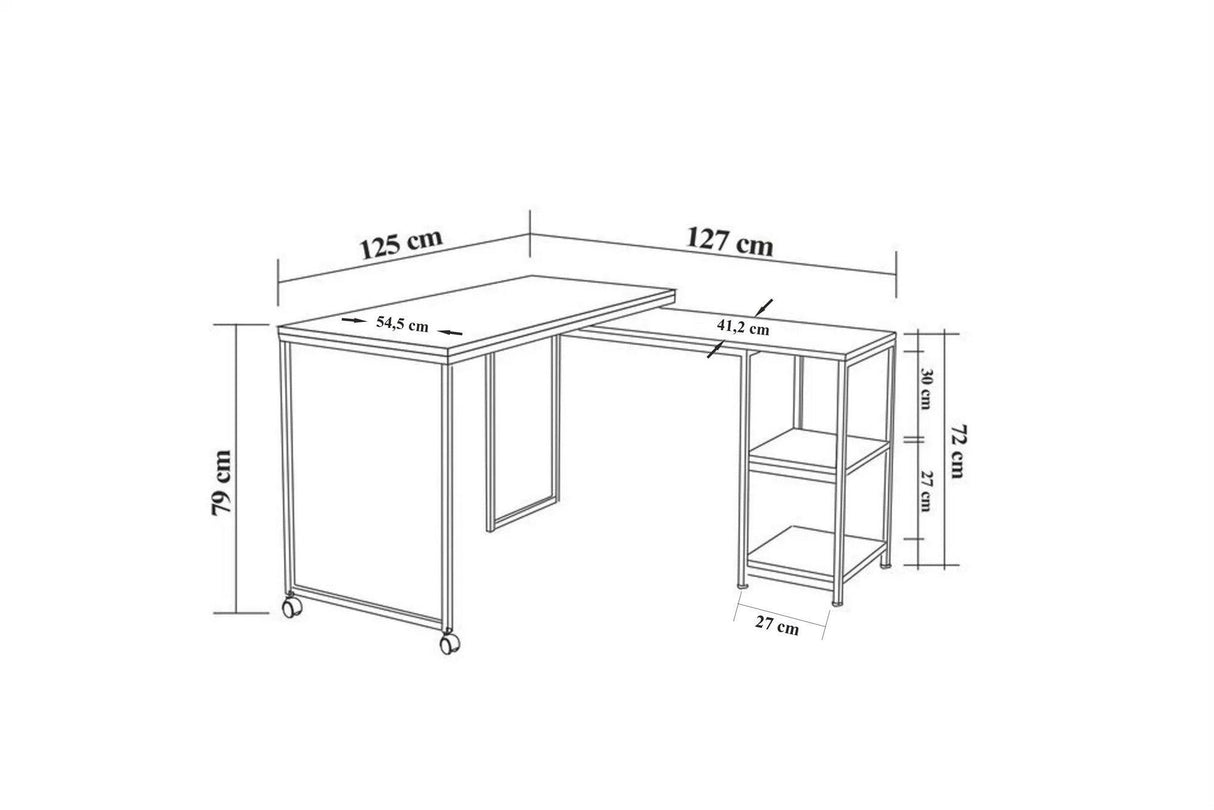 Birou Bera Study Desk, Stejar, 205x79x54.5 cm