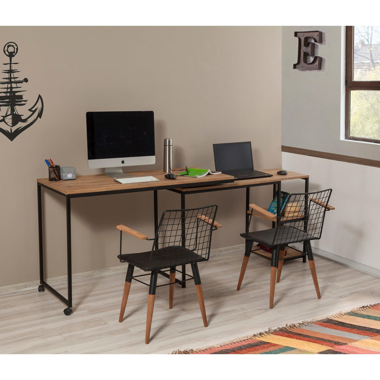 Birou Bera Study Desk, Stejar, 205x79x54.5 cm