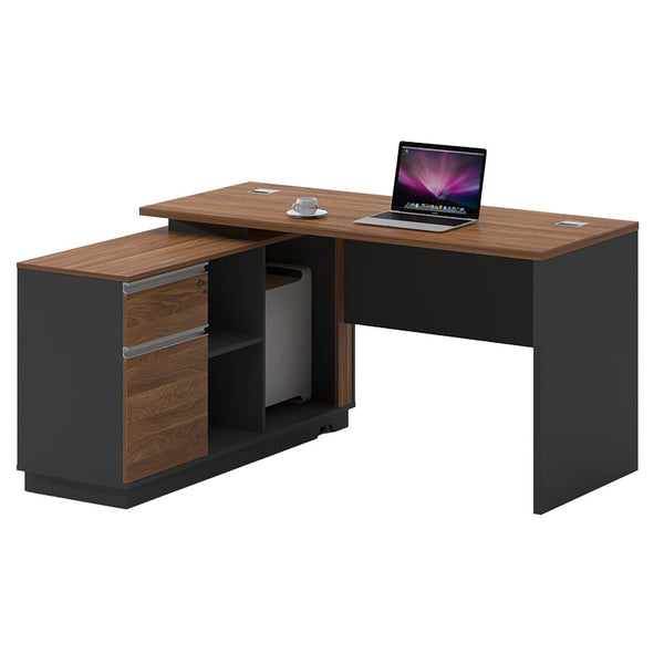 Birou birou colt stanga Oscar, nuc-antracit, 160x140x76 cm