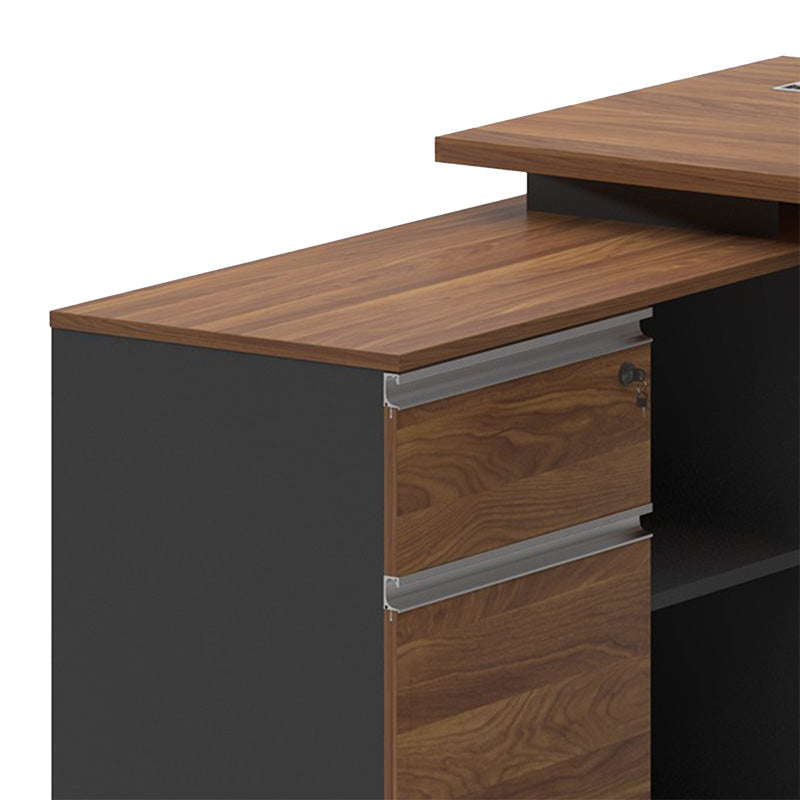 Birou birou colt stanga Oscar, nuc-antracit, 160x140x76 cm