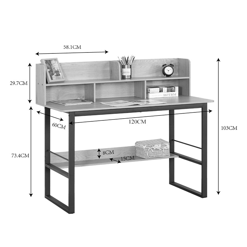 Birou Biuro stejar- negru metal, Wild Oak - Negru, 120x60x103 cm