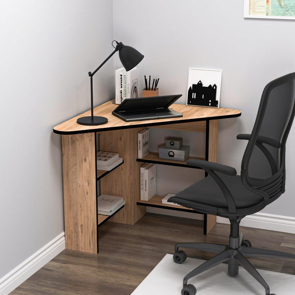 Birou Colt Bellingham cu Rafturi, Design Ergonomic, 80x74x80 cm