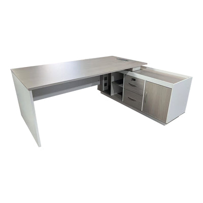 Birou colt de lucru profesional Armadi Sonoma-Alb 200x90x75 cm