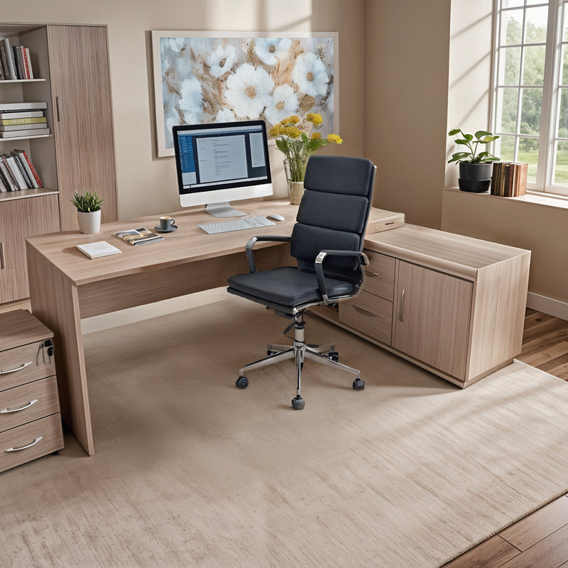 Birou colt de lucru profesional Armadi, Sonoma-Alb, 200x90x75 cm, imagine suplimentara