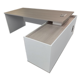 Birou colt de lucru profesional Armadi, Sonoma-Alb, 200x90x75 cm, detaliu produs
