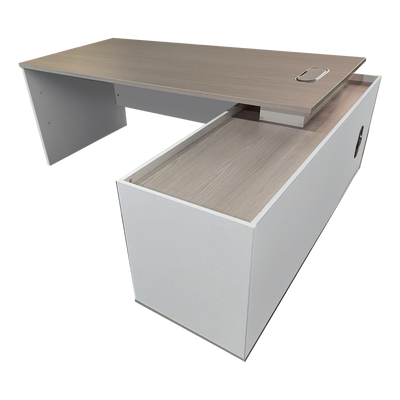 Birou colt de lucru profesional Armadi, Sonoma-Alb, 200x90x75 cm, detaliu produs