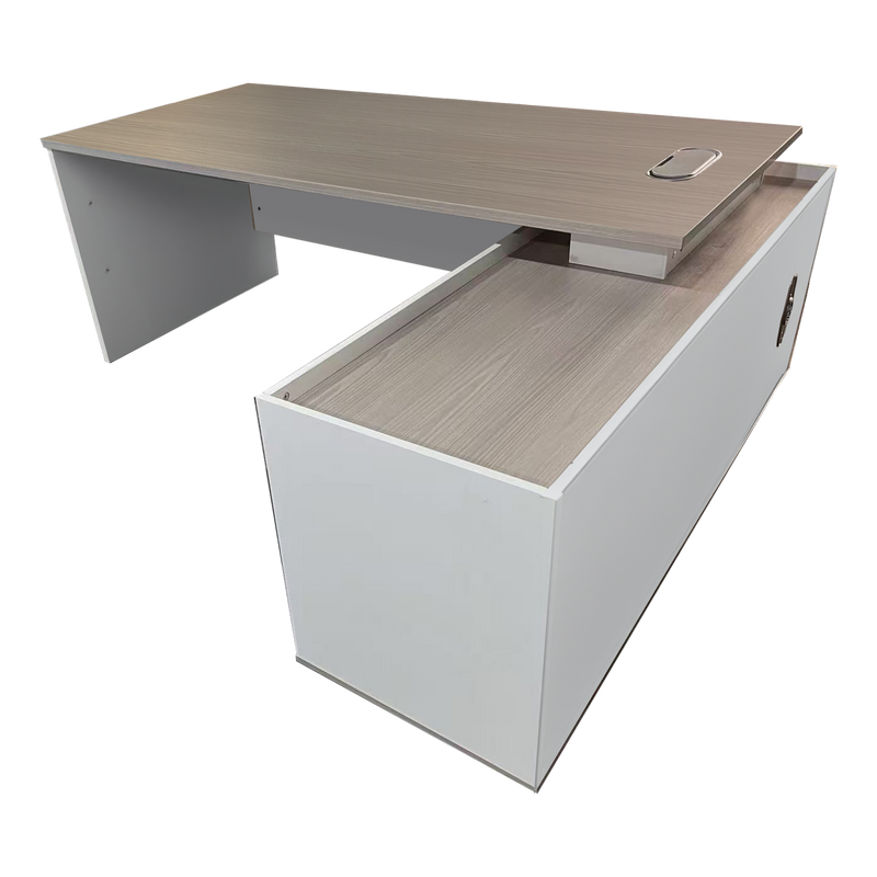 Birou colt de lucru profesional Armadi, Sonoma-Alb, 200x90x75 cm, detaliu produs
