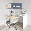 Birou Colt Estelle cu rafturi, Alb, 130 x 74 x 94 cm