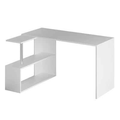 Birou Colt Estelle cu rafturi, Alb, 130 x 74 x 94 cm