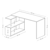 Birou Colt Estelle cu rafturi, Alb, 130 x 74 x 94 cm