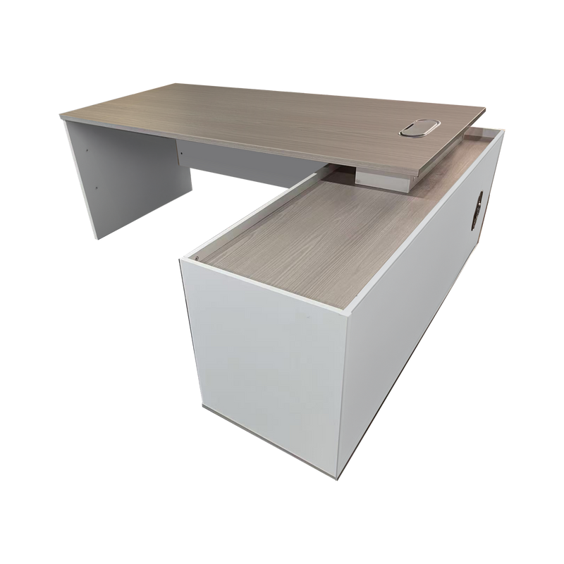 Birou colt profesional Armadi, Sonoma-Alb, 160x80x75 cm, detaliu produs