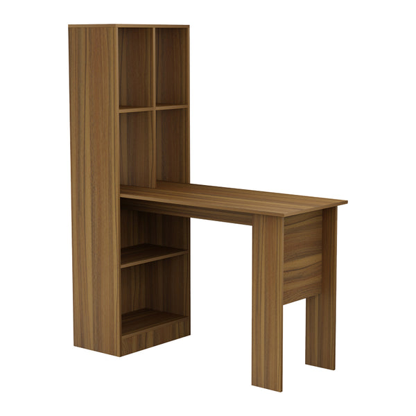 Birou cu biblioteca Acumen melamina, nuc, 120x50x150 cm