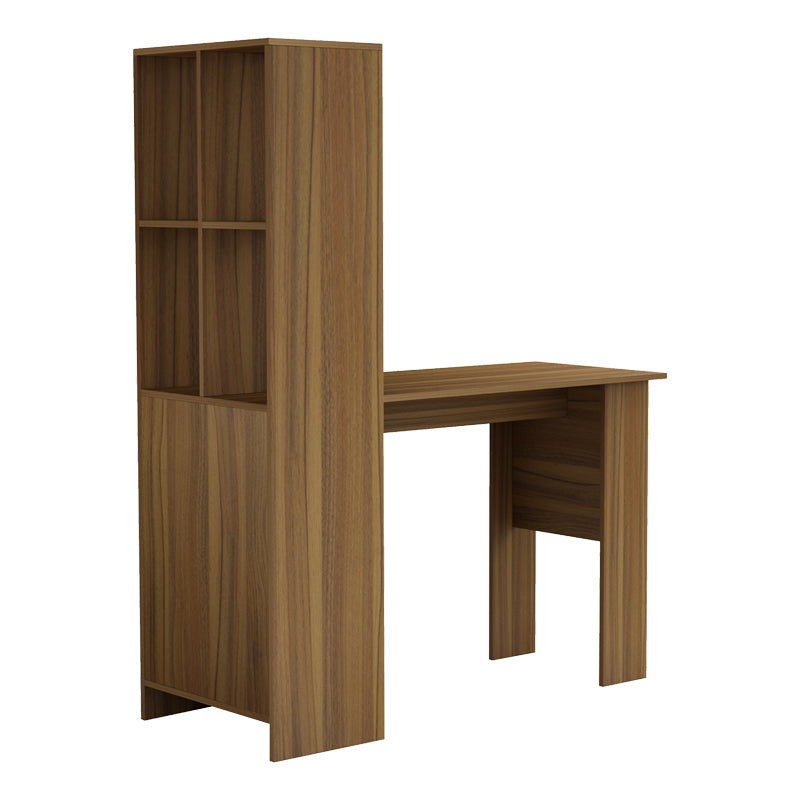 Birou cu biblioteca Acumen melamina, nuc, 120x50x150 cm, detaliu produs