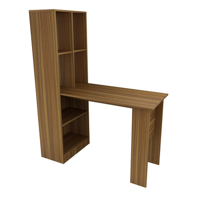 Birou cu biblioteca Acumen melamina, nuc, 120x50x150 cm, perspectiva suplimentara