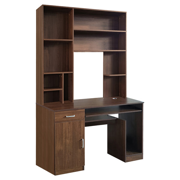 Birou cu biblioteca Novelty, Nuc - Stejar, 120x55x182 cm
