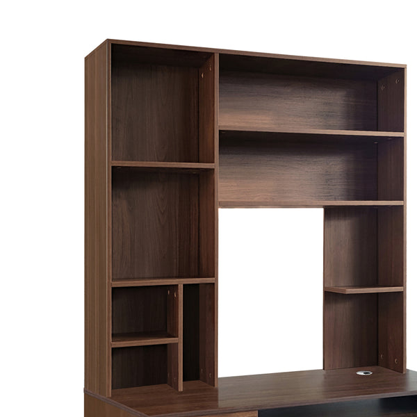 Birou cu biblioteca Novelty, Nuc - Stejar, 120x55x182 cm